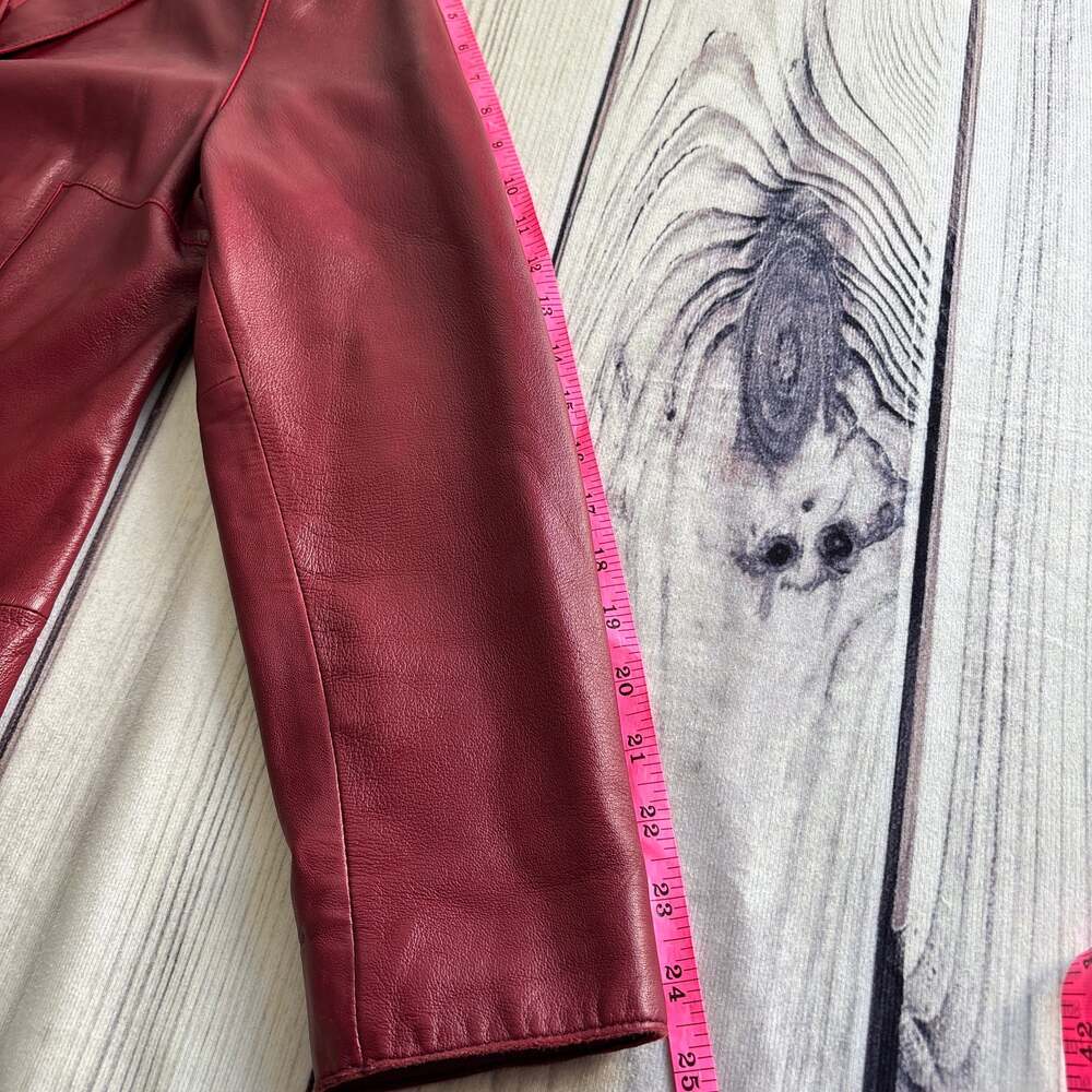 Vintage VTG CASLON Red Lambskin Leather Jacket SZ XS Moto Y2K Preppy Retro - Picture 9 of 12
